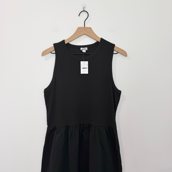 J.Crew Ribbed Knit Mixy Dress Black Size Large NWT Minimalist Sleeveless - Picture 4 of 8